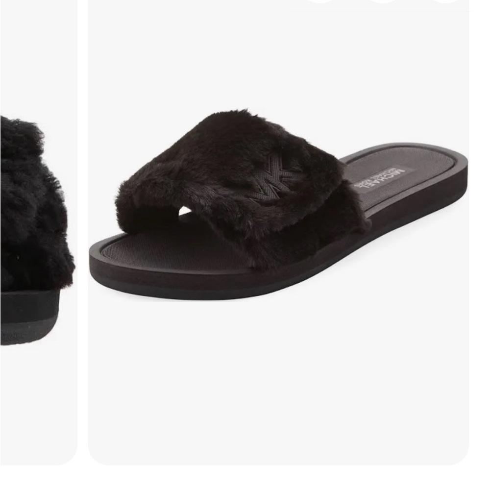 Michael Kors Black Fur Slippers Size 6